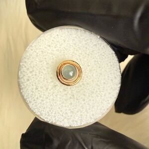 Daring Chrysoprase 14k YG Distressed Double Wrapped Cabochon Threadless Pin End